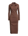 Giorgio Armani Woman Midi Dress Brown Size 10 Viscose, Polyamide, Elastane In Brown