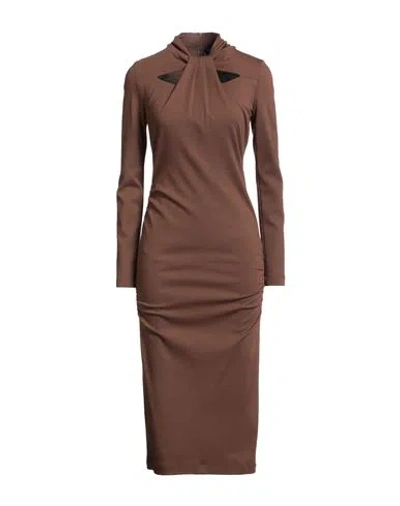 Giorgio Armani Woman Midi Dress Brown Size 10 Viscose, Polyamide, Elastane