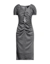 Giorgio Armani Woman Midi Dress Grey Size 12 Virgin Wool In Grey