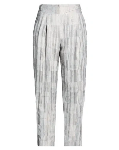 Giorgio Armani Woman Pants Grey Size 8 Linen, Viscose, Silk In White