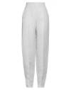 Giorgio Armani Woman Pants Light Grey Size 14 Linen, Silk In Grey
