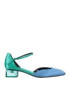 Giorgio Armani Woman Pumps Azure Size 7.5 Textile Fibers In Blue