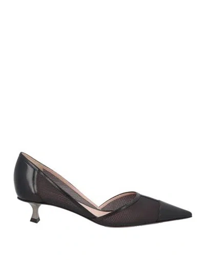Giorgio Armani Woman Pumps Black Size 8 Leather, Textile Fibers