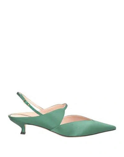 Giorgio Armani Woman Pumps Dark Green Size 8 Viscose, Silk