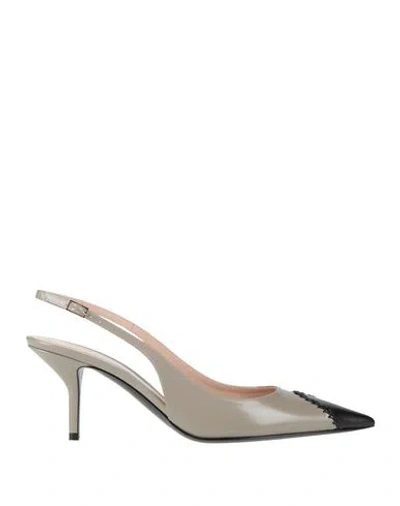 Giorgio Armani Woman Pumps Grey Size 7 Leather In Gray