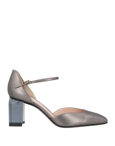 Giorgio Armani Woman Pumps Lead Size 8 Leather In Grey