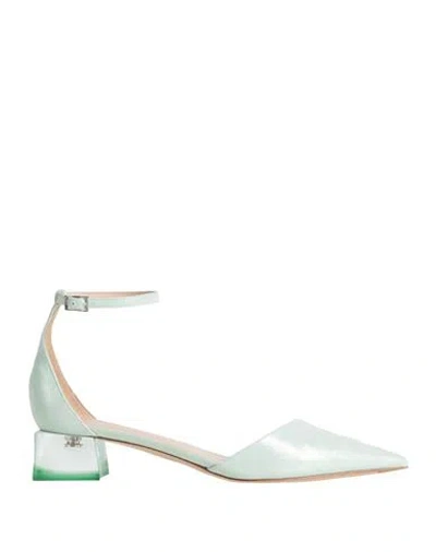 Giorgio Armani Woman Pumps Light Green Size 8 Goat Skin In White