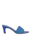 GIORGIO ARMANI GIORGIO ARMANI WOMAN SANDALS BLUE SIZE 10 LEATHER, TEXTILE FIBERS
