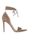 Giorgio Armani Woman Sandals Khaki Size 8 Leather In Beige