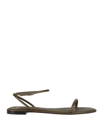 GIORGIO ARMANI GIORGIO ARMANI WOMAN SANDALS MILITARY GREEN SIZE 8 LEATHER