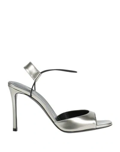 Giorgio Armani Woman Sandals Silver Size 8 Calfskin