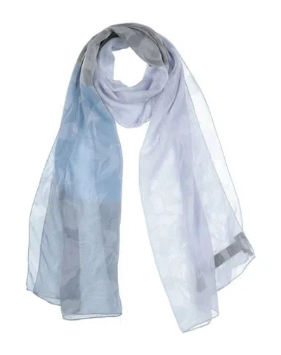 Giorgio Armani Woman Scarf Grey Size - Silk In Blue