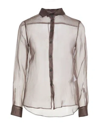 Giorgio Armani Woman Shirt Chocolate Brown Size 2 Silk