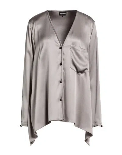 Giorgio Armani Woman Shirt Grey Size 6 Silk In Gray