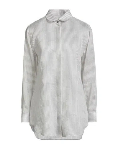 Giorgio Armani Woman Shirt Light Grey Size 10 Linen, Silk In Gray