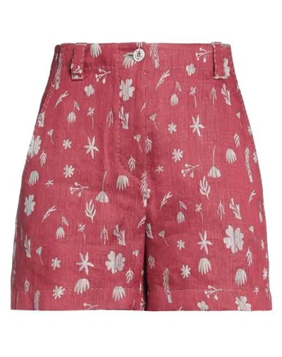 Giorgio Armani Woman Shorts & Bermuda Shorts Burgundy Size 6 Linen, Viscose In Red