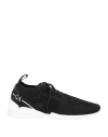 Giorgio Armani Woman Sneakers Black Size 10 Textile Fibers, Soft Leather