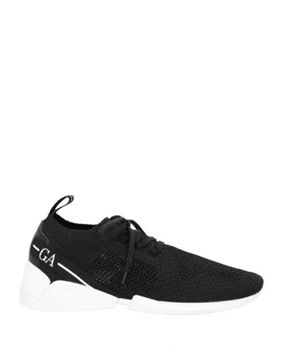Giorgio Armani Woman Sneakers Black Size 10 Textile Fibers, Soft Leather