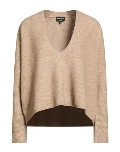 Giorgio Armani Woman Sweater Beige Size 10 Cashmere, Silk, Elastane In Brown