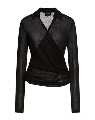 Giorgio Armani Woman Sweater Black Size 12 Cashmere, Silk