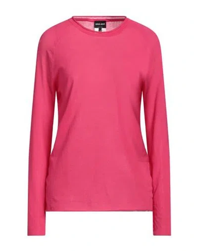 Giorgio Armani Woman Sweater Fuchsia Size 10 Cotton, Polyester In Pink
