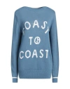 Giorgio Armani Woman Sweater Slate Blue Size 6 Linen, Cotton, Polyamide, Elastane In Blue