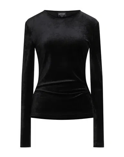 Giorgio Armani Woman T-shirt Black Size 8 Viscose, Polyamide, Elastane