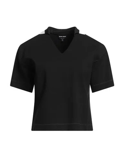 Giorgio Armani Woman T-shirt Black Size 8 Viscose, Polyamide, Elastane