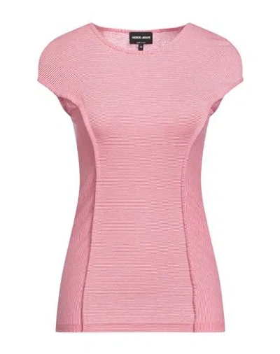 Giorgio Armani Woman T-shirt Red Size 10 Cotton, Cashmere, Silk