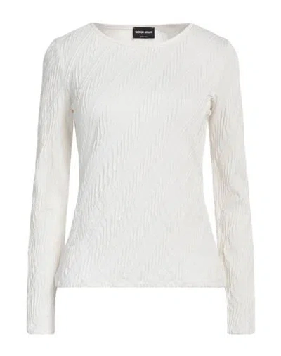 Giorgio Armani Woman T-shirt White Size 10 Viscose, Polyamide, Cashmere, Elastane