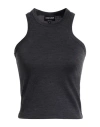 Giorgio Armani Woman Tank Top Charcoal Size 12 Virgin Wool, Polyamide, Elastane In Black