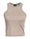 Giorgio Armani Woman Tank Top Sand Size 8 Virgin Wool, Polyamide, Elastane In Neutral