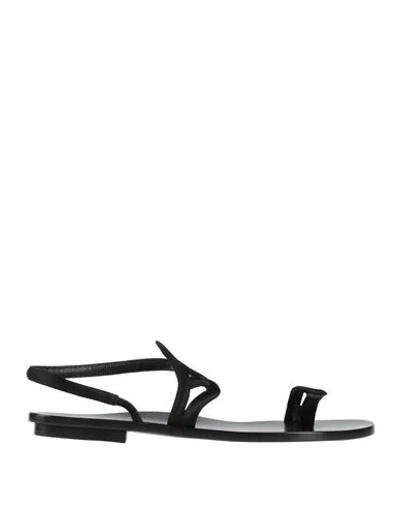 GIORGIO ARMANI GIORGIO ARMANI WOMAN THONG SANDAL BLACK SIZE 8 TEXTILE FIBERS