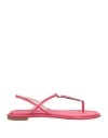 Giorgio Armani Woman Thong Sandal Magenta Size 8 Leather In Magenta