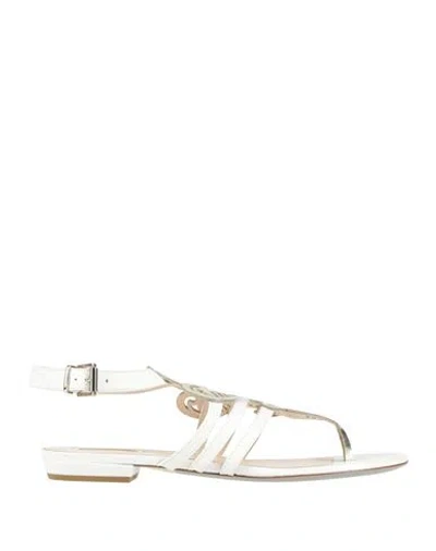 Giorgio Armani Woman Thong Sandal Platinum Size 7 Leather In Grey