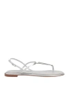 Giorgio Armani Woman Thong Sandal Silver Size 8 Leather In Silver