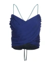 Giorgio Armani Woman Top Bright Blue Size 8 Viscose, Polyamide