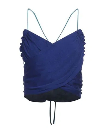 Giorgio Armani Woman Top Bright Blue Size 8 Viscose, Polyamide
