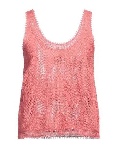 Giorgio Armani Woman Top Coral Size 14 Cotton In Red