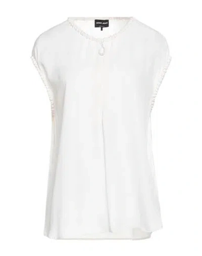 Giorgio Armani Woman Top Ivory Size 12 Silk In White