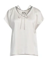 Giorgio Armani Woman Top Off White Size 6 Silk, Polyester, Polyamide, Elastane