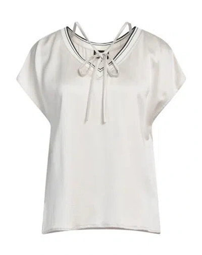 Giorgio Armani Woman Top Off White Size 6 Silk, Polyester, Polyamide, Elastane