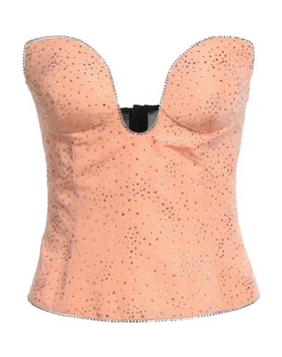 Giorgio Armani Woman Top Salmon Pink Size 8 Polyamide, Elastane, Glass In Brown