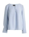 Giorgio Armani Woman Top Sky Blue Size 6 Polyester In Blue
