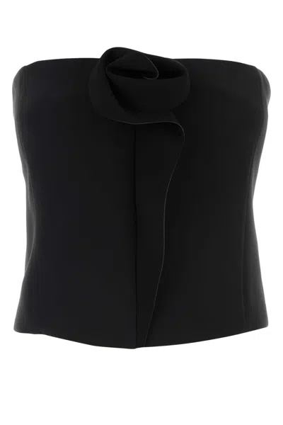 Giorgio Armani Strapless Top Fitted Silhouette Floral Detail In Black