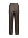 Giorgio Armani Jacquard Silk And Wool Single-pleat Trousers In Brown