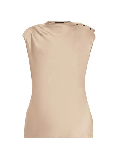 Giorgio Armani Women's Buttoned Silk Satin Blouse In Brown