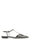 Giorgio Armani Pointed Leather Ballet Flats In Green