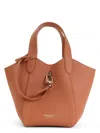 Giorgio Armani Logo Stamp Leather Top Handle Bag In Brown