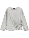 Giorgio Armani Wrap Design Shirt With Draped Detailing In Gray